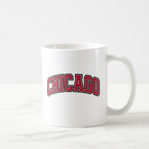 Chicago Red Block Varsity Style Tekstontwerp Koffiemok