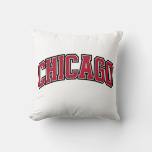 Chicago Red Block Varsity Style Tekstontwerp Kussen