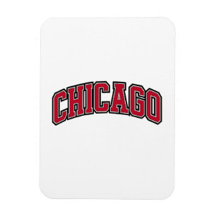 Chicago Red Block Varsity Style Tekstontwerp Magneet