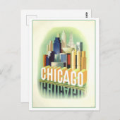  Chicago Reizen Poster Briefkaart (Voorkant / Achterkant)