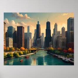 Chicago Retro Vibes – klassiek stadsbeeld Poster