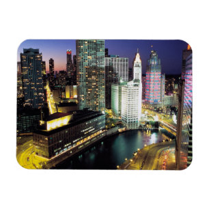 Chicago River bij Night Premium Flex Magnet Magneet