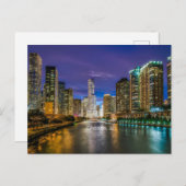 Chicago River bij Sunset, met het opschrift: Briefkaart (Voorkant / Achterkant)