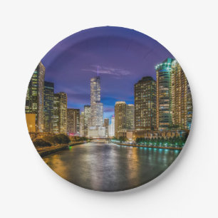 Chicago River bij zonsondergang Papieren Bordje