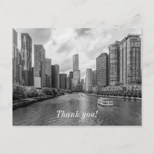 Chicago River En Trump Tower Grayscale Bedankt Briefkaart