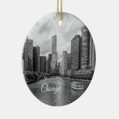 Chicago River en Trump Tower Grayscale Ornament (Rechts)