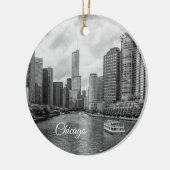 Chicago River en Trump Tower Grayscale Ornament (Links)
