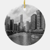 Chicago River en Trump Tower Grayscale Ornament (Achterkant)