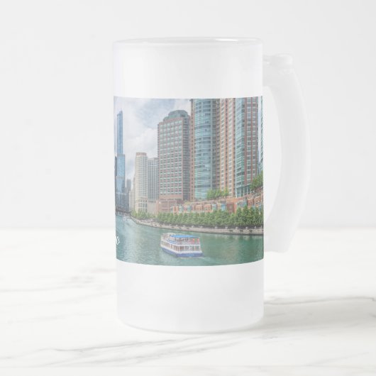 Chicago River et Trump Tower Frosted Mug (Devant droit)