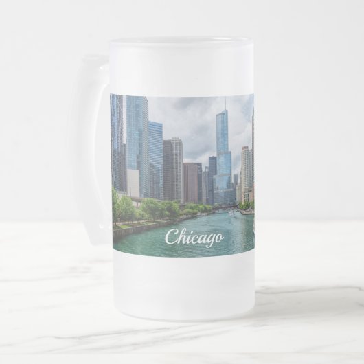Chicago River et Trump Tower Frosted Mug (Devant gauche)