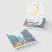 Chicago River in Dusk Stenen Onderzetter (Zijkant)