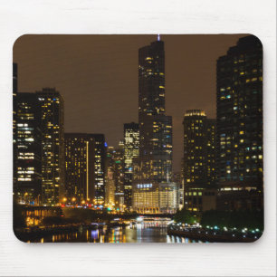 Chicago River Night Storm Muismat