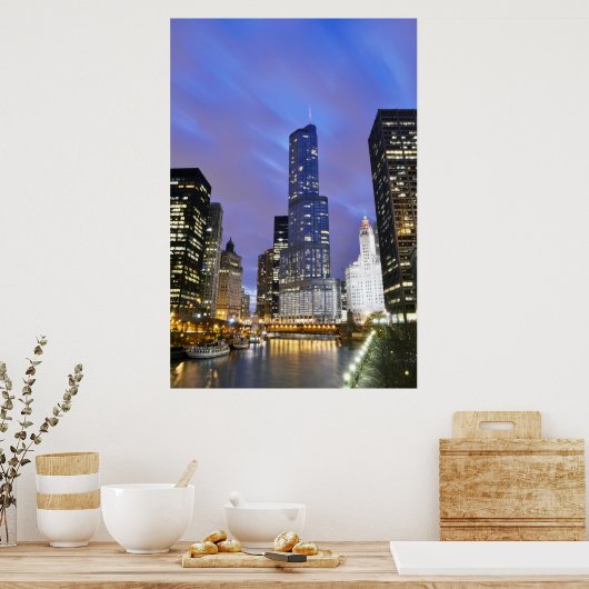Chicago River Skyline Poster (Keuken)