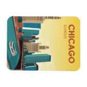 Chicago River Skyline Vintage Travel Magneet (Horizontaal)