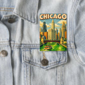Chicago River St. Patrick's Day ansichtkaart Button (Insitu)