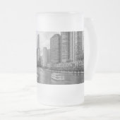 Chicago River Trump Tower Grayscale Frosted Mok (Voorkant rechts)