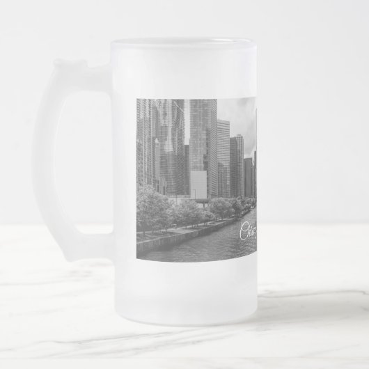Chicago River Trump Tower Grayscale Frosted Mok (Links)