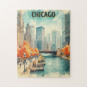 Chicago Riverwalk in de herfst puzzel (Verticaal)