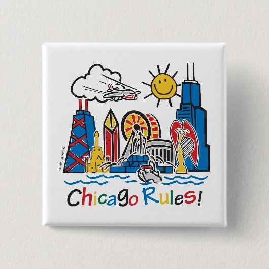 Chicago Rules Vierkante Button 5,1 Cm (Voorkant)