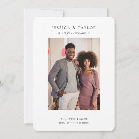 Chicago Save the Date Downtown Chicago Bruiloft Kaart (Achterkant)