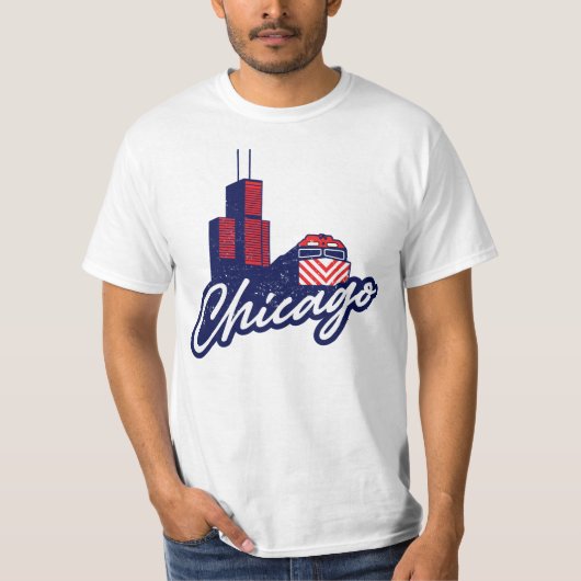 Chicago Sears Tower en Metra T-shirt (Voorkant)