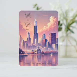 Chicago Silhouet Antwoordkaart RSVP Kaartje
