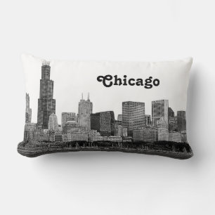 Chicago Silhouette Geëtst Kussen