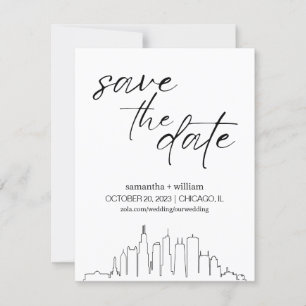 Chicago Silhouette MINIMALIST Save The Date Kaart