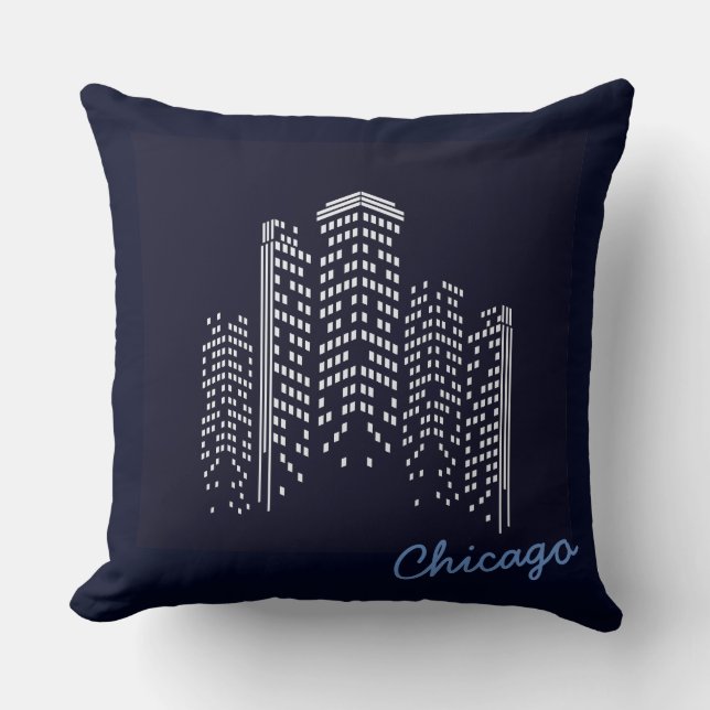 Chicago Silhouette Polyester Kussen (Voorkant)