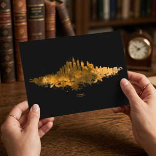 Chicago Silhouette Watercolor Oranje Stadsgezicht Briefkaart