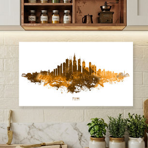 Chicago Silhouette Watercolor Oranje Stadsgezicht Poster