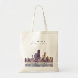 Chicago Silhouette Waterverf Bachelorette Weekend Tote Bag