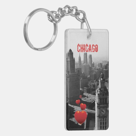Chicago Skyline1930's van Bovenste Foto van het ui Sleutelhanger (Voorkant Links)