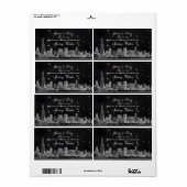 Chicago Skyline #2 zwart gouden ster H waterfles Etiket (Full Sheet)