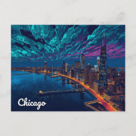 Chicago Skyline at Twilight Briefkaart