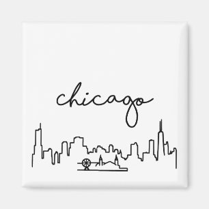 Chicago Skyline avec Navy Pier Petit Magnet