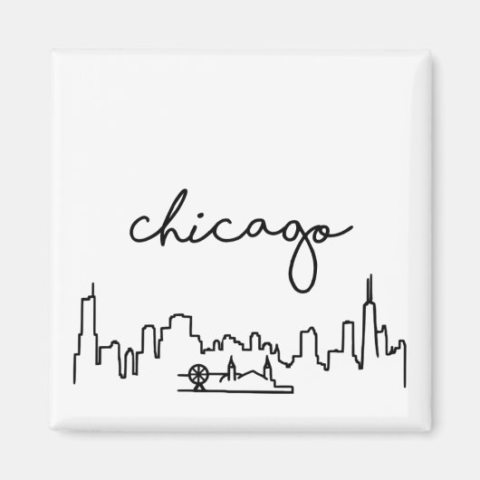 Chicago Skyline avec Navy Pier Petit Magnet (Devant)