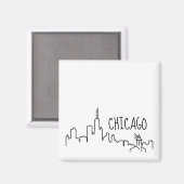 Chicago Skyline avec petit aimant Lighthouse - 2x2 (Recto/Verso)