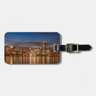 Chicago Skyline bij nacht Bagagelabel