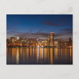 Chicago Skyline bij nacht Briefkaart