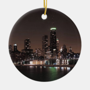 Chicago Skyline bij nacht Keramisch Ornament