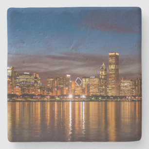 Chicago Skyline bij nacht Stenen Onderzetter