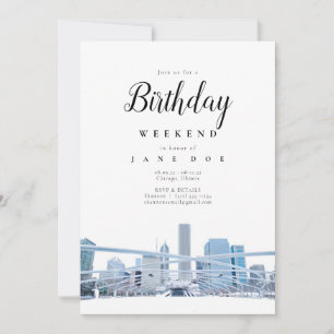 Chicago Skyline Birthday Weekend Invitation Kaart