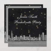 Chicago Skyline Black Gold Star Bachelorette Kaart (Voorkant / Achterkant)