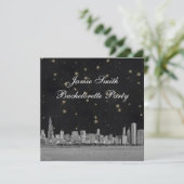 Chicago Skyline Black Gold Star Bachelorette Kaart (Staand voorkant)