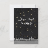 Chicago Skyline Black Gold Star RSVP w Menu (Voorkant)