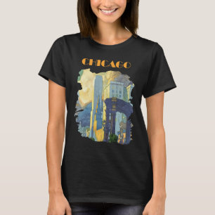 Chicago Skyline Blauwe Reis T-Shirt