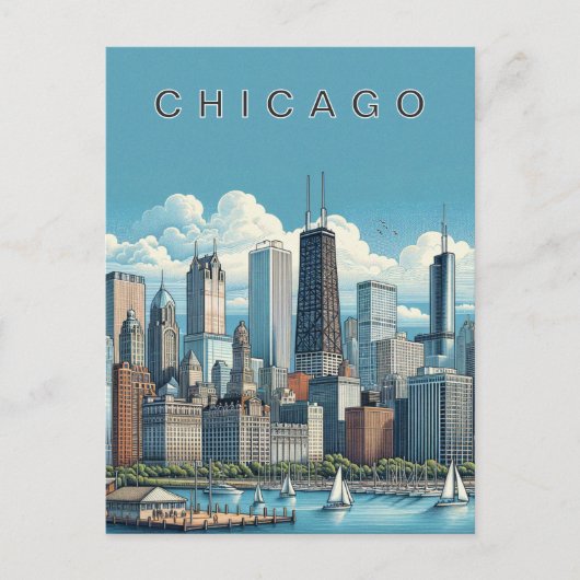 Chicago Skyline Briefkaart (Voorkant)