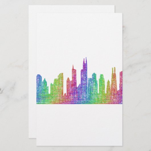 Chicago skyline briefpapier (Voorkant / Achterkant)