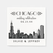 Chicago Skyline bruiloft viering Monogram Servetten (Voorkant)